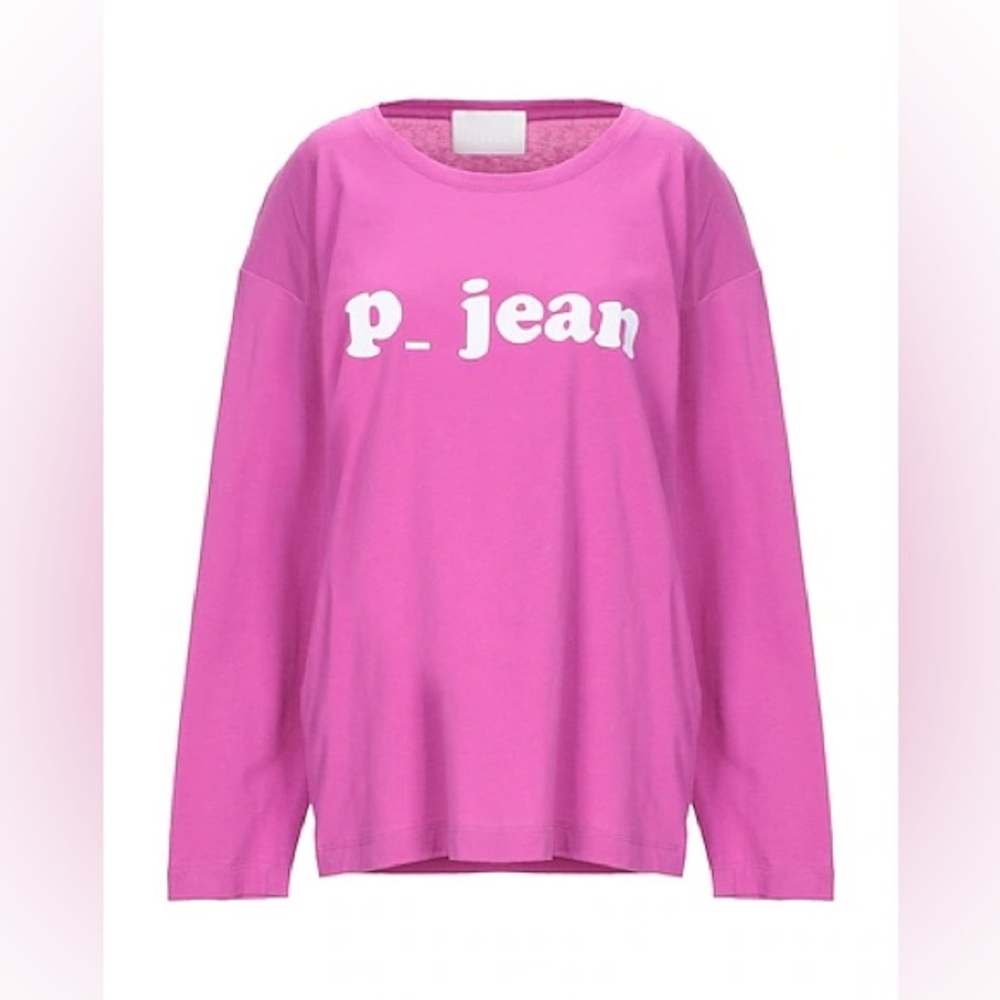 P_JEAN Fuchsia‎ Long Sleeve Top Made in Italy 100% Cotton Sz L NWT A 0263